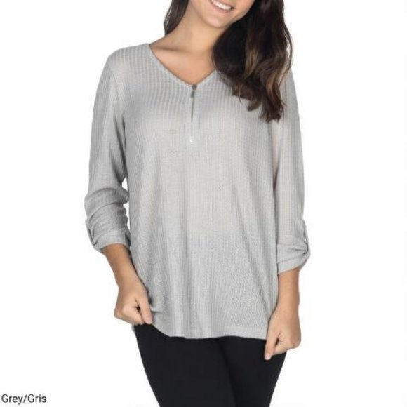 SALE!! NEW Waffle zip grey pullover 1X. - Picture 4 of 6